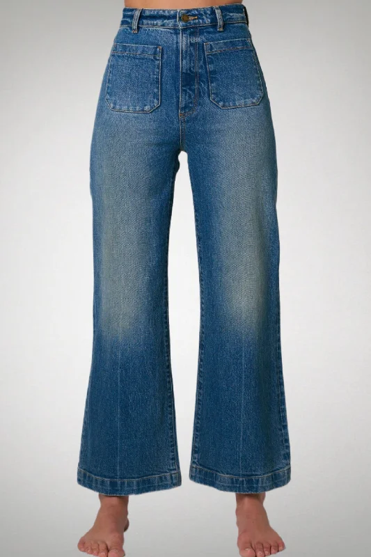 ROLLAS Womens Sailor Pisces Denim Jeans - Dark Vintage Indigo Casual Bootcut Ripped Jeans ROLLAS Womens Sailor Pisces Denim Jeans - Dark Vintage Indigo Casual Bootcut Ripped Jeans