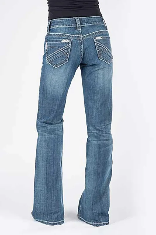 Stetson 214 Trouser Fit w/ Chevron Back Pocket - Women's Jeans Fashionable Raw Hem Bootcut Jeans Stetson 214 Trouser Fit w/ Chevron Back Pocket - Women's Jeans Fashionable Raw Hem Bootcut Jeans