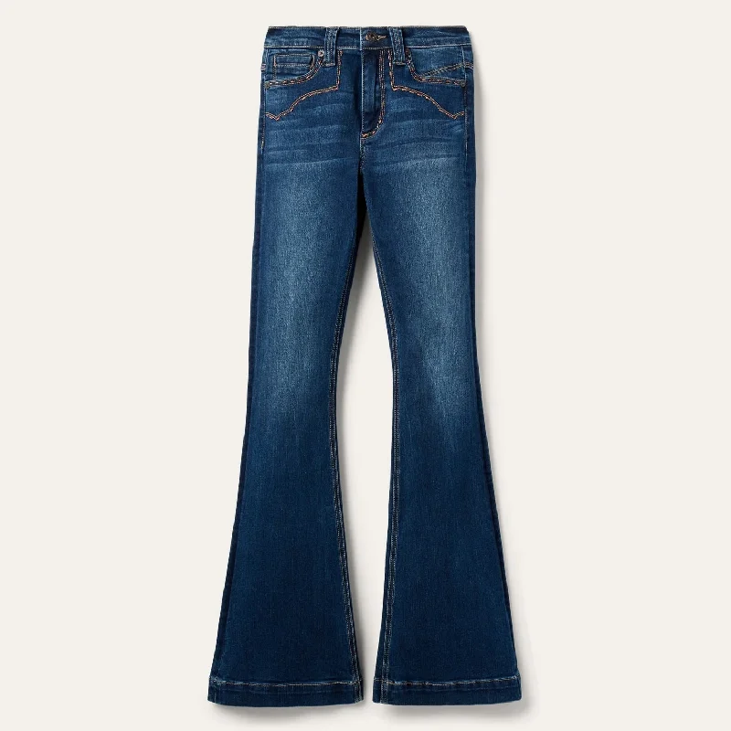 Stetson Womens 921 High Waist Flare Fit Blue Cotton Blend Jeans 11-054-0921-2407 BU Chic Double Waistband Jeans Stetson Womens 921 High Waist Flare Fit Blue Cotton Blend Jeans 11-054-0921-2407 BU Chic Double Waistband Jeans