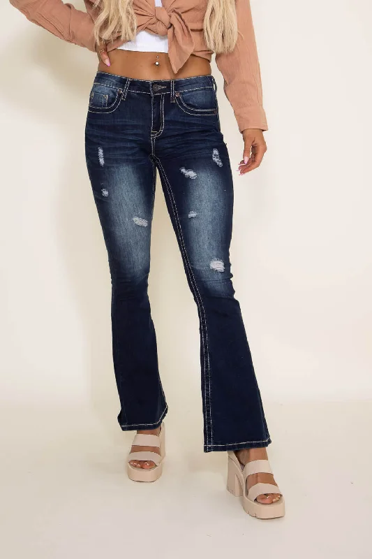 True Luck Bernie Mild Destruction Flare Jeans for Women | TL20150018 Classic Button Fly Jeans True Luck Bernie Mild Destruction Flare Jeans for Women | TL20150018 Classic Button Fly Jeans