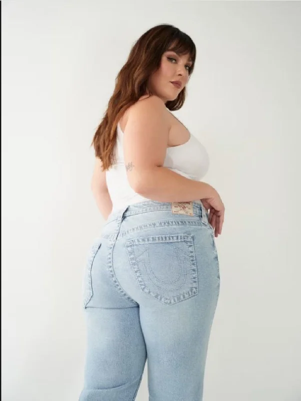 True Religion SN RICKI Straight Fit Blue Mid-Rise Washed Jeans Trendy Low-Rise Slim Jeans